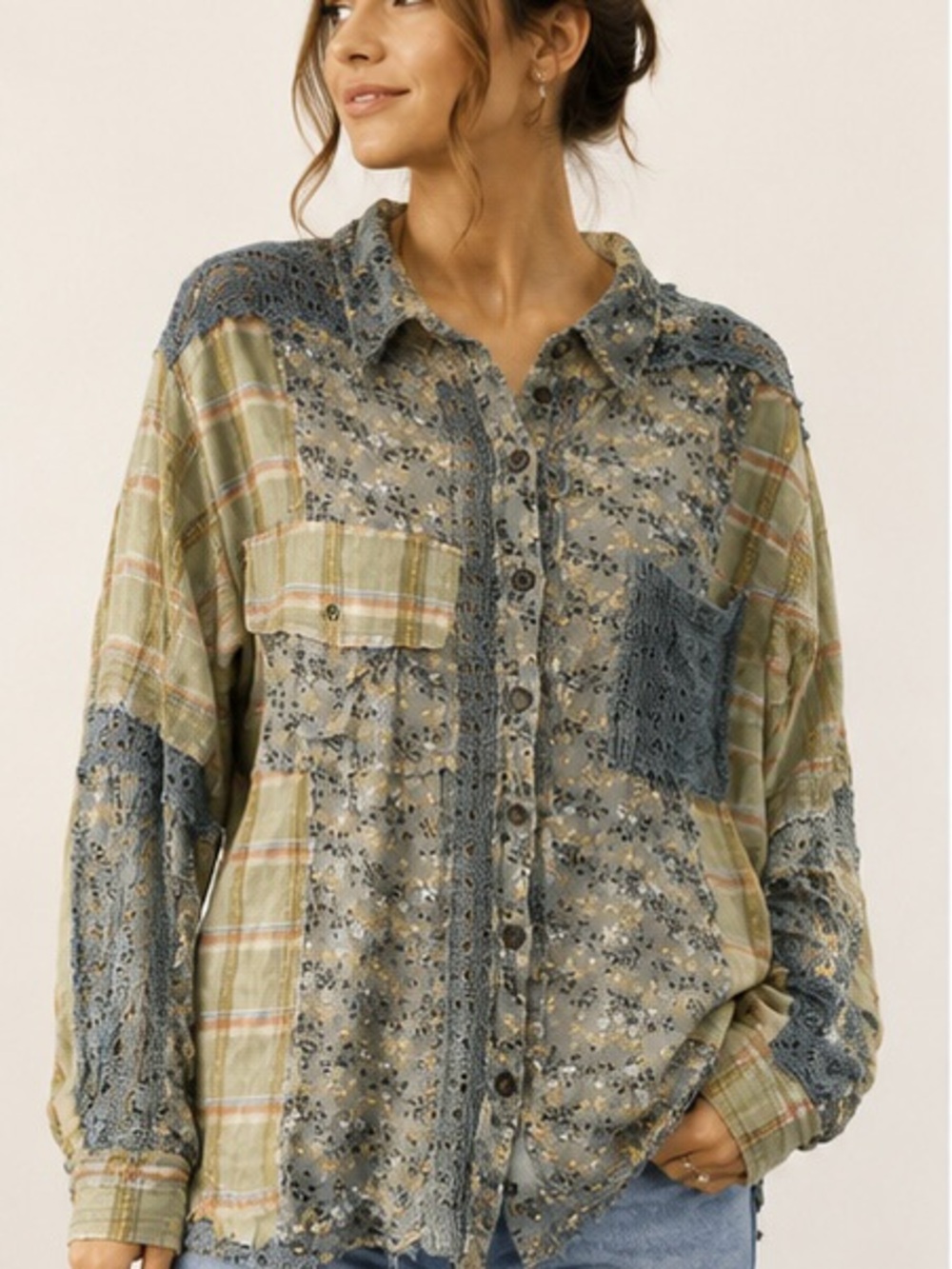 Blue velvet women’s button down shirt size small